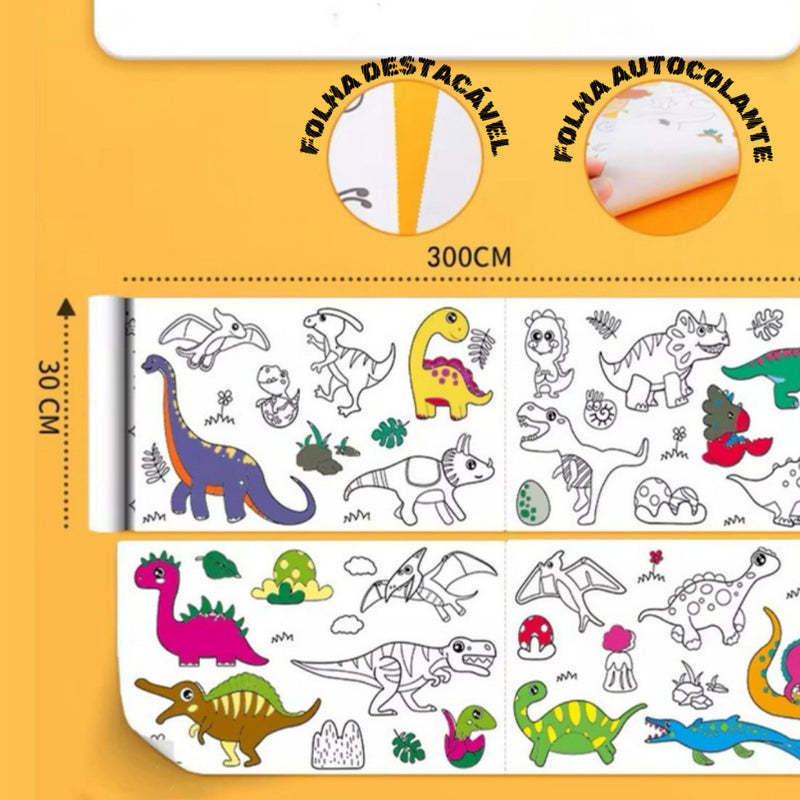 SUPER ROLO DE DESENHO INFANTIL DE 5M + KIT DE 44 LÁPIS COLORIDOS DE BRINDE