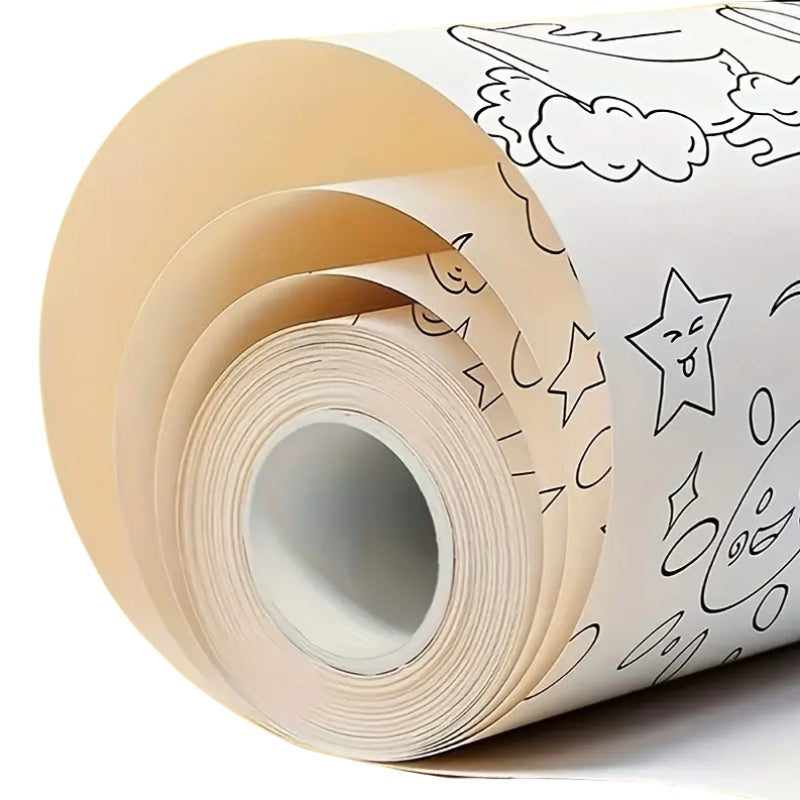 SUPER ROLO DE DESENHO INFANTIL DE 5M + KIT DE 44 LÁPIS COLORIDOS DE BRINDE