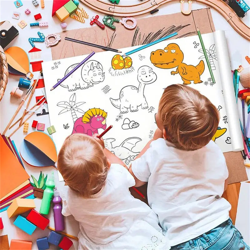 SUPER ROLO DE DESENHO INFANTIL DE 5M + KIT DE 44 LÁPIS COLORIDOS DE BRINDE
