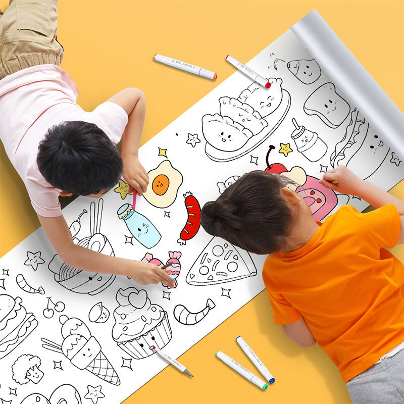 SUPER ROLO DE DESENHO INFANTIL DE 5M + KIT DE 44 LÁPIS COLORIDOS DE BRINDE